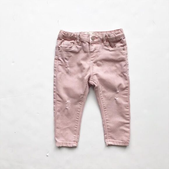 Zara pink distressed soft skinny jeans VGUC 12-18m - Picture 1 of 4